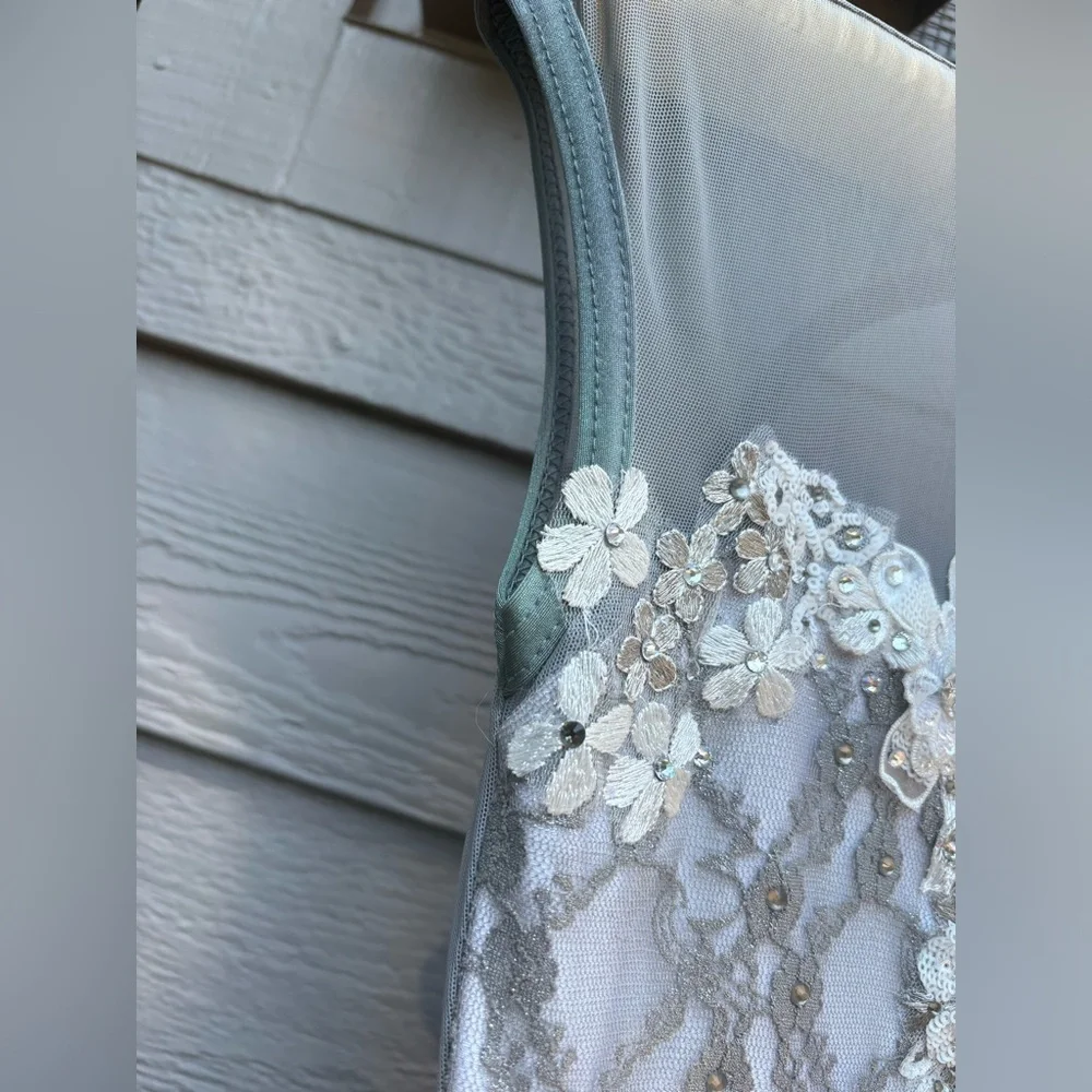 Grey Floral Figure Skating/Dance Dress - Picture 7 of 13